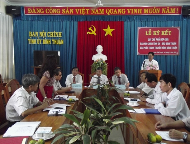 Lễ ký kết quy chế phối hợp giữa Ban Nội chính Tỉnh ủy – Báo Bình Thuận – Đài phát thanh truyền hình Bình Thuận trong việc đưa đưa tin, bài về công tác nội chính và công tác phòng, chống tham nhũng tại địa phương.